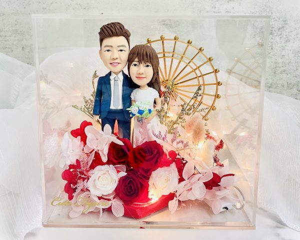情人節禮物 一心一意只有你摩天輪 人像永生花擺設 結婚禮物 朋友結婚禮物 有心思結婚禮物 閨蜜結婚禮物 結婚週年禮物 人像公仔 人形公仔 真人公仔 3d公仔訂造