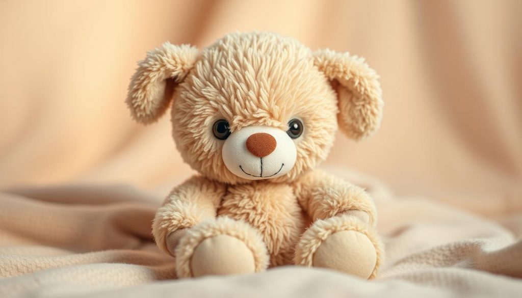 A cozy and huggable plush toy, a soft and lovable companion for a baby's nursery. A meticulously crafted stuffed animal with delicate stitching, fuzzy textured fur, and charming features that capture the essence of childlike wonder. The plush figure sits in a warm, gentle lighting, its expressive eyes and button nose inviting a playful interaction. Positioned in the center of the frame, the toy is the focal point, surrounded by a subtly blurred, neutral-toned background that allows the adorable details to shine. The overall mood is one of comfort, joy, and the innocent delight that a cherished stuffed toy can bring to a young child. A cozy and huggable plush toy, a soft and lovable companion for a baby's nursery. A meticulously crafted stuffed animal with delicate stitching, fuzzy textured fur, and charming features that capture the essence of childlike wonder. The plush figure sits in a warm, gentle lighting, its expressive eyes and button nose inviting a playful interaction. Positioned in the center of the frame, the toy is the focal point, surrounded by a subtly blurred, neutral-toned background that allows the adorable details to shine. The overall mood is one of comfort, joy, and the innocent delight that a cherished stuffed toy can bring to a young child.