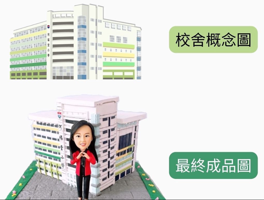 【學校場景對比圖】校舍概念圖 vs 最終成品｜學校建築模型×人像公仔