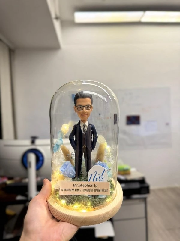 永生花 玻璃燈罩 office figure 辦公室公仔